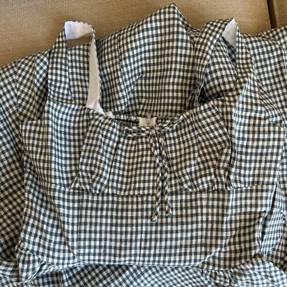 BEST Reformation Balia Linen Midi Dress Sz2 Slate Check Linen Blue White Party - Picture 7 of 13